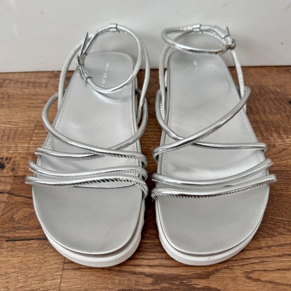 New Marc Fisher Joylyn Silver Gladiator Strappy Platform Sandals Women Size 9.5 - Picture 3 of 6